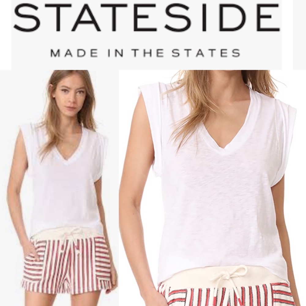 STATESIDE • White VNeck Boxy Top